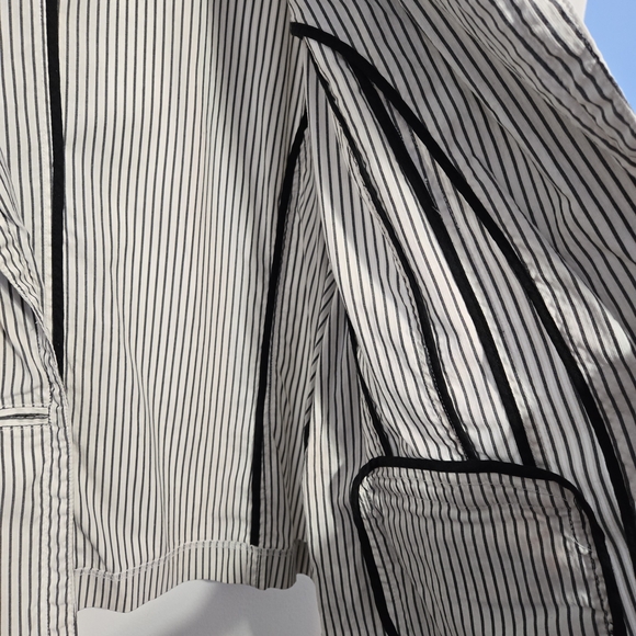 Talbots Women's Vintage Black & White Vertical Stripe Cotton Blazer Size 24W - Picture 6 of 8